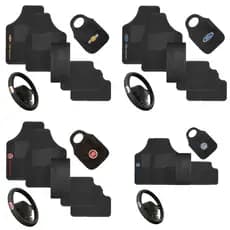 Kit Tapete Para Carro + Lixinho Automotivo + Capa De Volante