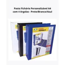 Fichário A4 Personalizável com 4 Argolas – ACP (Disponível em Azul, Branco ou Preto)