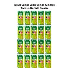 Kit 20 Caixas Lapis De Cor 12 Cores Pacote Atacado Escolar