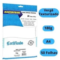 Papel Vergê 180g Texturizado - A4 Branco Premium 50 Folhas - Masterprint