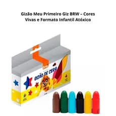 Gizão Meu Primeiro Giz Cores Vivas e Formato Infantil - BRW