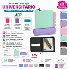 Caderno Fichário Argolado Universitário Com Bloco 6 Divisória e Estojo (Ref. 21867) - ACP