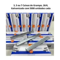 Kit com 3, 5 ou 7 Grampos para Grampeador 26/6 Galvanizado - Caixa com 5.000 Unidades