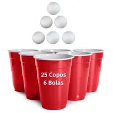 Jogo Beer Pong Red Cup Copo Americano Descartável E Bolinhas