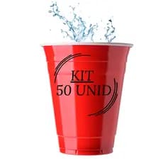 Copo Americano Descartável Beer Pong Vermelho 50 Unidades