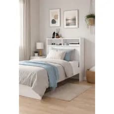 Cabeceira Melissa De Cama Box Solteiro 90cm Com Nichos Prateleiras De MDF Resistente