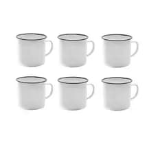 Kit com 1/6 Caneca esmaltada branca 150ml 6cm Tuut - Xicara para café e chá