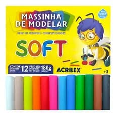 Massinha de modelar soft com 12 cores 180g Acrilex