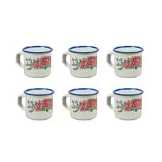 Caneca esmaltada branca floral 150ml 6cm Tuut - Xicara para café e chá