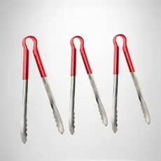 Kit 3 Pegador Pinça De Inox Para Alimento 30 Cm Cabo Vermelho Cozinha Churrasco  Buffet Casa Gourmet