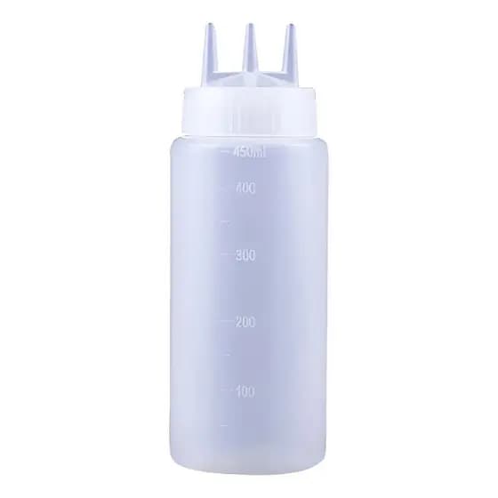 Bisnaga Plástica Com 3 Bicos 450 Ml Transparente Confeitaria Gourmet Bolo Salada