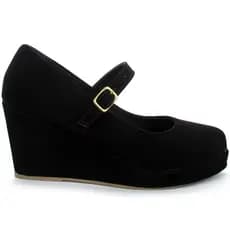 Salto Anabela Boneca Feminina Melissa Preto Nobuck Moda Lolita Ref: 890