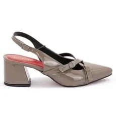 Scarpin Feminino Cinza Slingback Girl Boss Macerata Original Confortável Moda Elegante Ref: 14.304