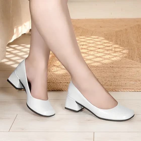 Scarpin Macerata Feminino Salto Bloco Médio Elegante Confortável Social Trabalho Ref: 200