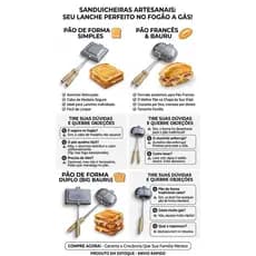 Sanduicheira Bauru Baurutex – Pão de Forma, Pão Francês e Pão de Forma Duplo