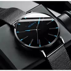 Relógio Quartz Minimalista, Pulseira de Aço Inoxidável ou couro sintético, Luxo, negócio, moda