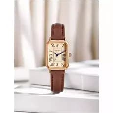 Relógios casuais para mulheres, pulseira de couro quadrada relógio elegante relógio de pulso de quartz