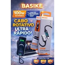Cabo Tipo C Turbo 100W 1 Metro com Display Digital BASIKE - BA-CBO398