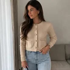 Casaco Feminino Tricot Botões Elegante Inverno Confortável - Charmy Tricot