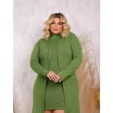 Conjunto Vestido + Cardigan Plus Size Lanzinha Inverno