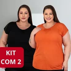Kit 2 Blusa Blusinha Plus Size Maior com Manga na Viscolaycra Moda maior G1/G2/G3 Plus Size Feminina Escolha a cor