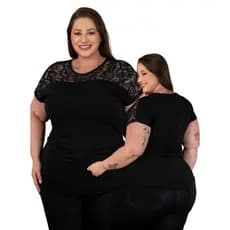 Blusa com Renda Floral Moda Feminina Plus Size Estilosa e Elegante