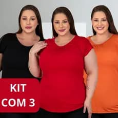 Kit 3 Blusas Camisa Camiseta Plus Size Feminina Viscolycra Não Soa Não Retém Cheiro