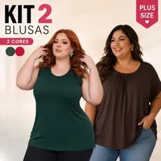 Blusa Plus Size Moda Feminina  para o Dia a Dia com Detalhe Franzido + Regata Soltinha Casual