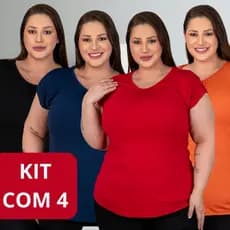 Kit 4 Blusinha Camiseta Blusa Feminina Moda Plus Size Curve Verão Evangélica Melhor Preço G1 ao G3