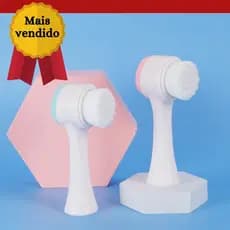 Escova de Limpeza Facial 2 em 1 Esponja Cerdas Macias Ponta Dupla de Silicone Esfoliante Massagem