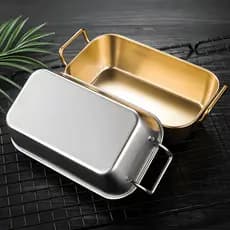 Vasilha De Inox Tabuleiro Retangular Bandeja Com Alça Mini Vasilhas Tigela Bandeija Cozinha Casa