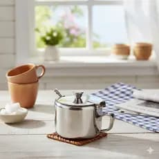 Açucareiro de Inox 200ml com Colher para Cozinha e Cantinho do Café