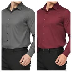 Kit 2 Camisa Social Masculina Manga Longa Forma Tradicional