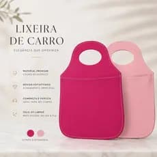 Lixeira Automotiva Rosa Pink e Rosa Bebê Couro Ecológico Chique Premium