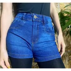 Short Jeans Feminino Cintura Alta Lavagens Clara e Escura