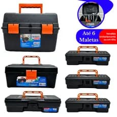 Kit até 6 Maletas Ferramentas Caixas Reforçadas Pequena Grande Caixa Mecânico Reforçada