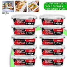 Potes De Vidro Hermético 640ml Borossilicato 4 Travas Marmita Freezer Fitness Fit Premium