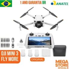 Drone DJI Mini 3 Fly More Combo RC | Nacional 1 Ano Garantia| Homologado Anatel | Selo Dourado