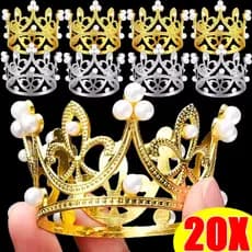 20 Pçs Dourado Mini Coroa Bolo Decoração Cupcake Topper Princesa Pérola Festa De Aniversário De Casamento Do