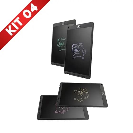 Kit 4 Lousa Mágica Tela Lcd Tablet Infantil Escrever Desenhar Brinquedo Menina Menino 10 Polegadas