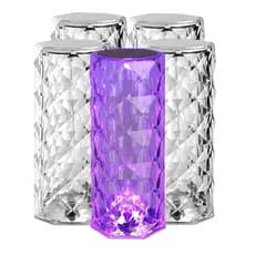 Kit 5 Luminária Mesa Cristal LED 16 Cores Luz Projetor Controle Remoto Touch Diamante Toque Quarto