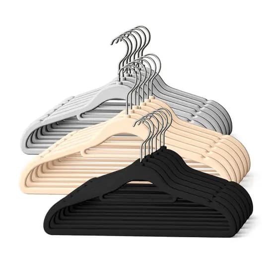 Kit 30 Gancho de Veludo Antiderrapante Roupas Vestido Armário Guarda Roupa Slim Cabides Organizador