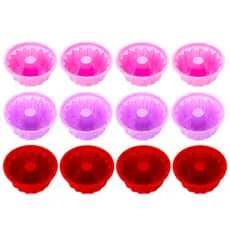 Kit 12  Mini Forma Redonda de Silicone Bolo Pudim Confeitaria Forno Molde Cupcake Sobremesa Cozinha