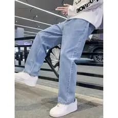 Calça Jeans Balão Baggy Masculina 100% algodão Tecido Premium Corte Reto Larga Dazzling