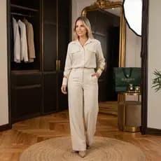 Kit Conjunto Alfaiataria Feminino Calça Pantalona E Camisa Manga Longa Social Alfaiataria Luxo Blogueira Modesta