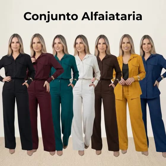 Kit Conjunto Alfaiataria Feminino Calça Pantalona E Camisa Manga Longa Social Alfaiataria Blogueira