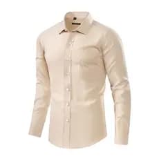 Camisa Casual Masculina de Manga Longa em Linho Slub com Bolso Lisa e Elegante Para usa em festa e formatura