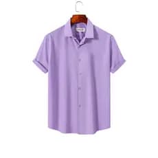 Camisa Masculina Casual Social de Manga Curta Lisa com Bolso em Poliéster Levemente Elástico