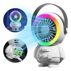 Ventilador Portátil USB-C RGB Mini 18cm 5 Pás Silencioso Potente Branco Bivolt 127/220V
