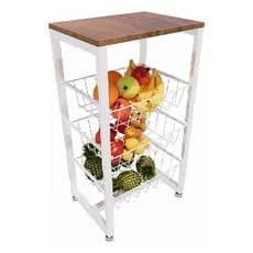 Fruteira De Chão Para Cozinha Tampa Mdf Aço Mesa p/ Bebedouro Filtro Agua Galão Microondas